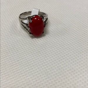 Red Stone Silver Ring